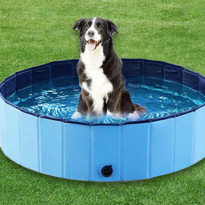 Portable Dog Swimming Pool with Cover – Scratch-Resistant Pet Bath Tub