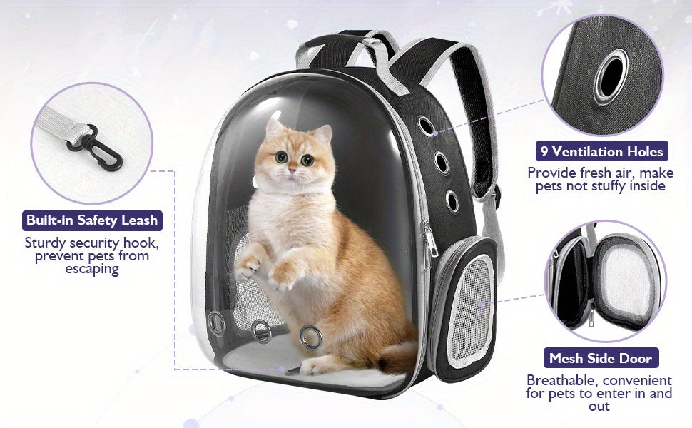 Pet Bubble Backpack Carrier – Breathable Travel Bag for Cats & Small Dogs