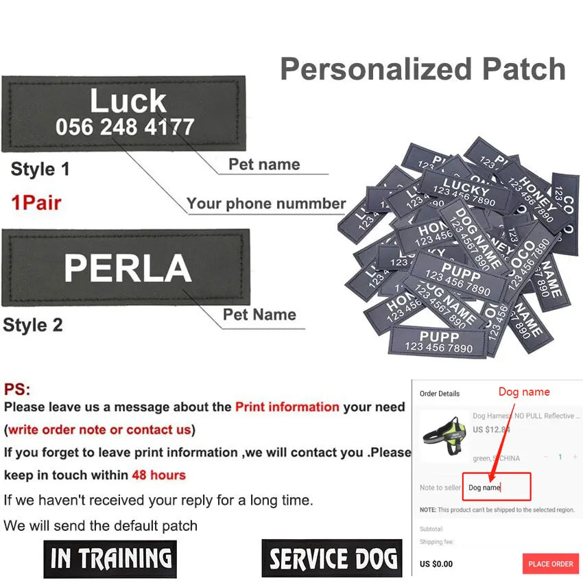 Customizable Reflective No-Pull Dog Harness Vest