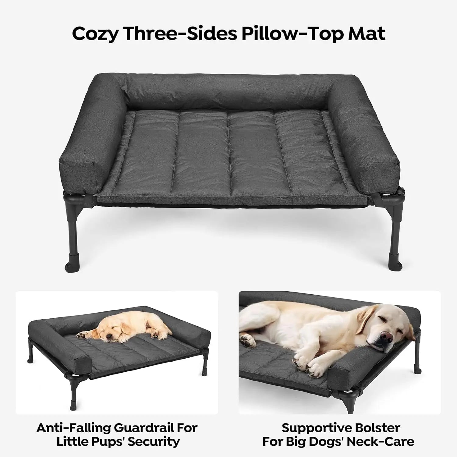 Veehoo Cooling Elevated Dog Bed with Pillow-Top Mat