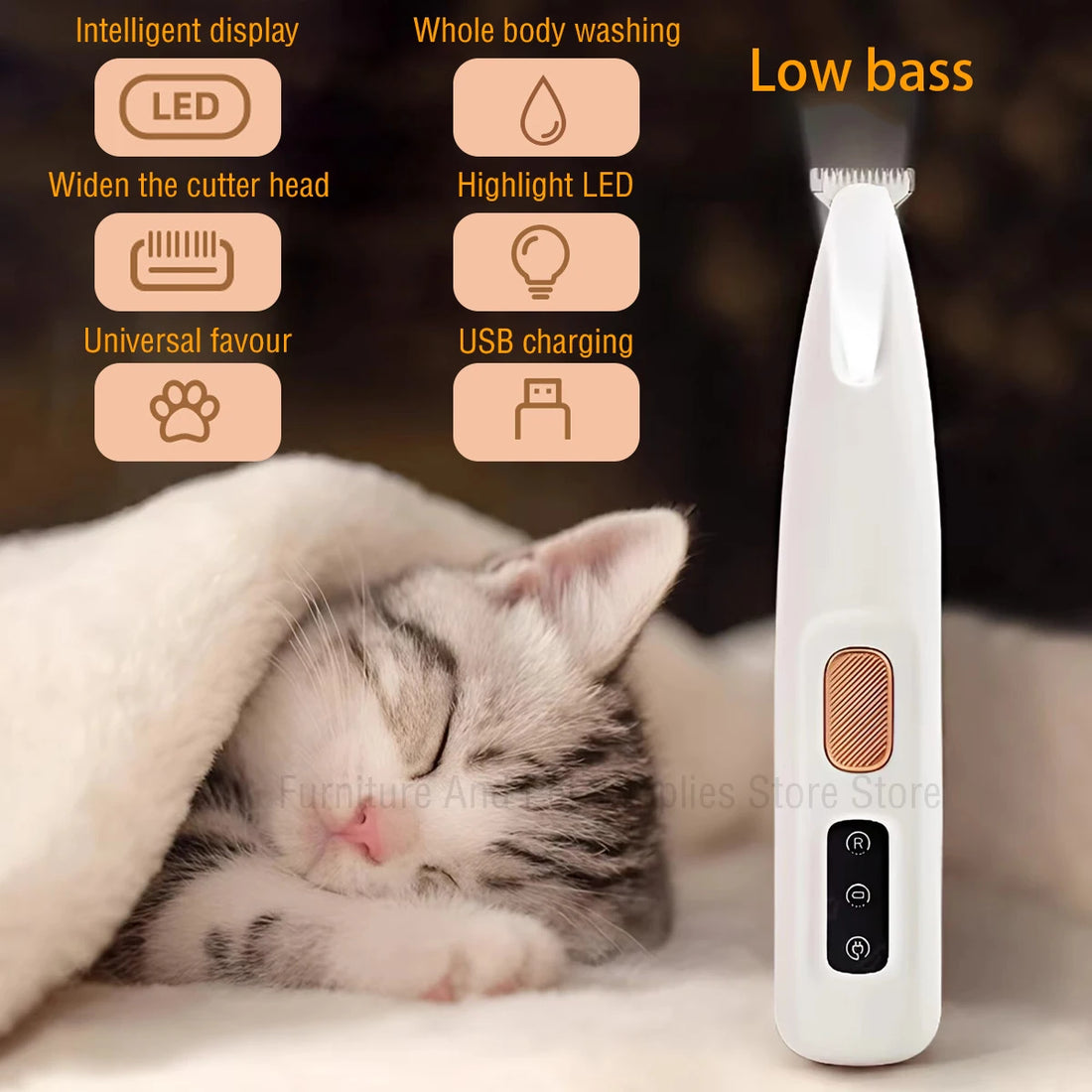 Waterproof Dog Paw Trimmer with LED Light