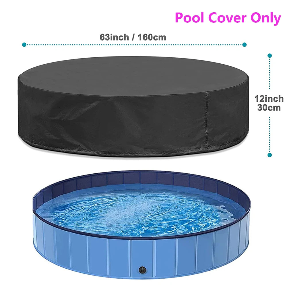 Portable Dog Swimming Pool with Cover – Scratch-Resistant Pet Bath Tub