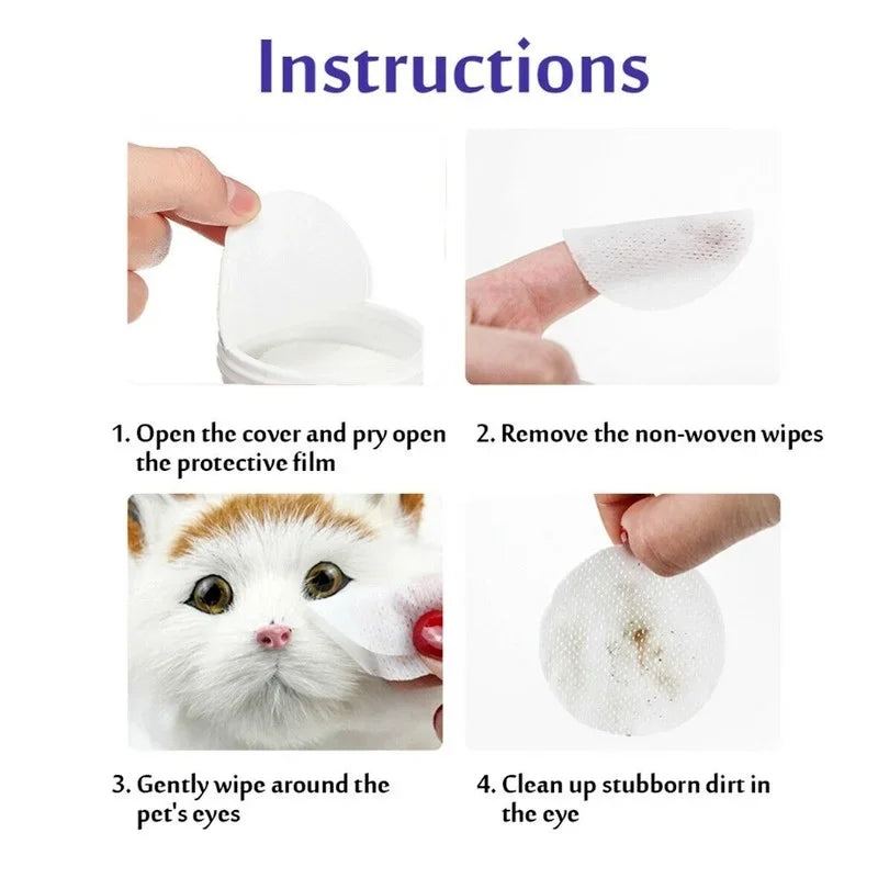 130Pcs Pet Eye Wipes – Tear Stain Remover for Dogs & Cats