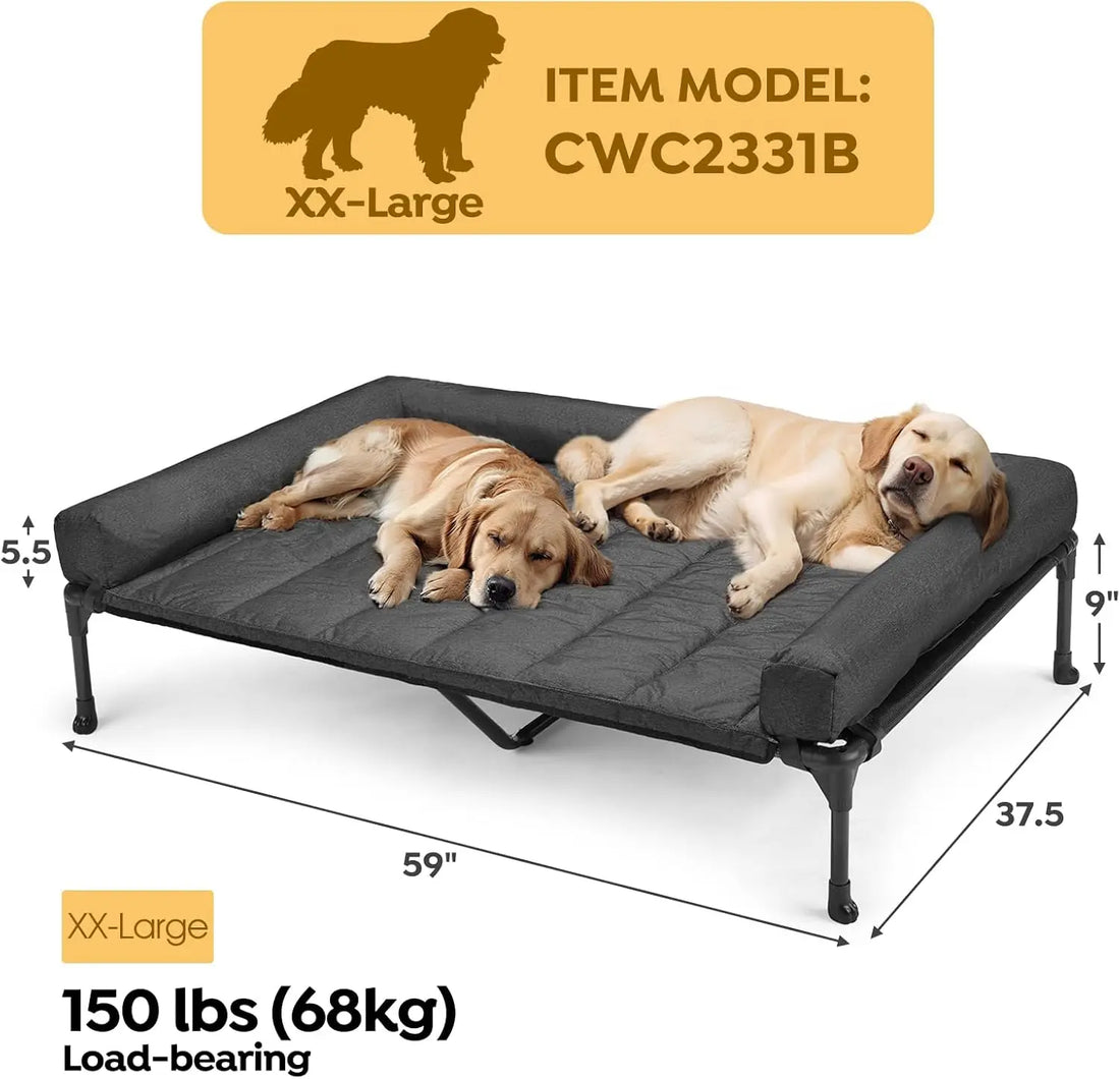 Veehoo Cooling Elevated Dog Bed with Pillow-Top Mat