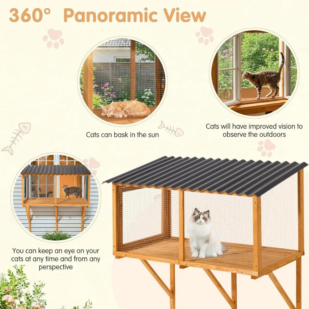 Wall-Mounted Cat Catio – Expandable Window Enclosure for Indoor Cats