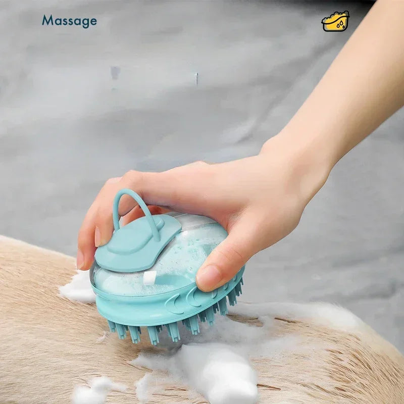 Dog Silicone Bath & Massage Brush with Soap Dispenser