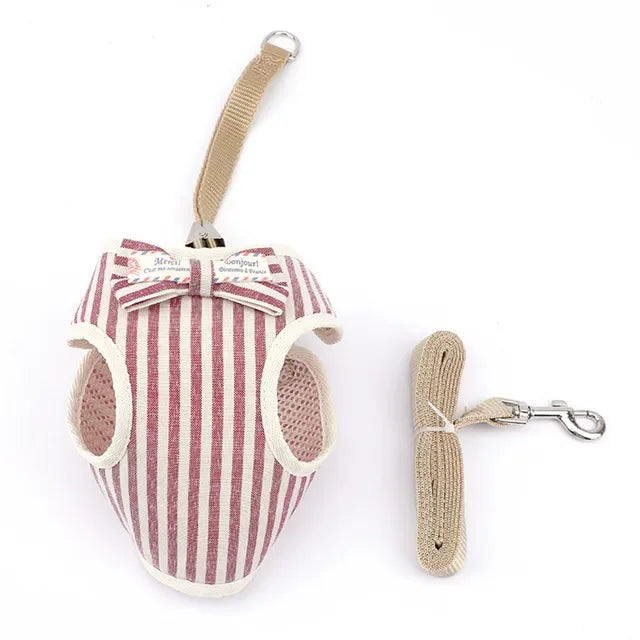 Cute Nylon Mesh Dog & Cat Harness Leash Set