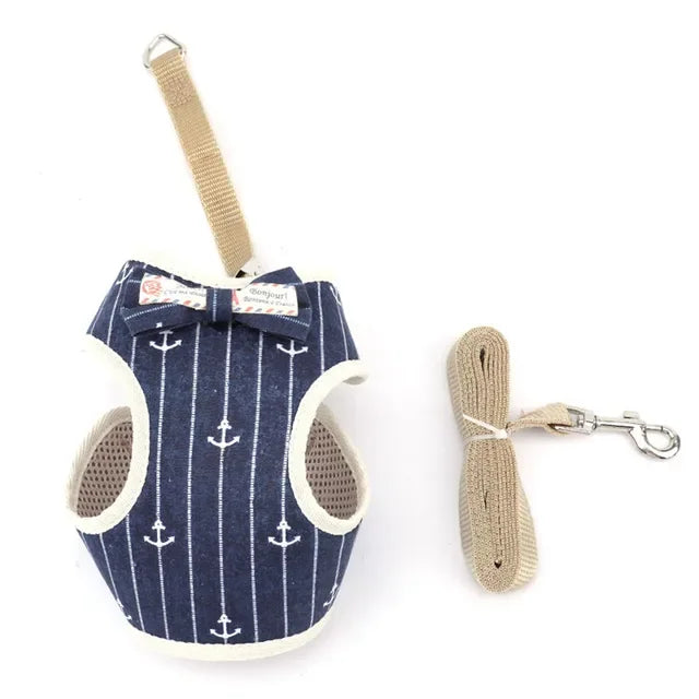 Cute Nylon Mesh Dog & Cat Harness Leash Set