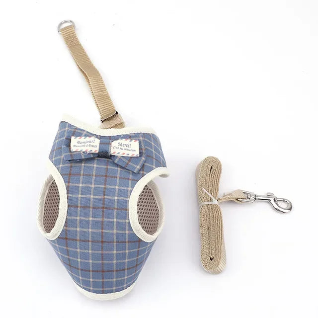 Cute Nylon Mesh Dog & Cat Harness Leash Set