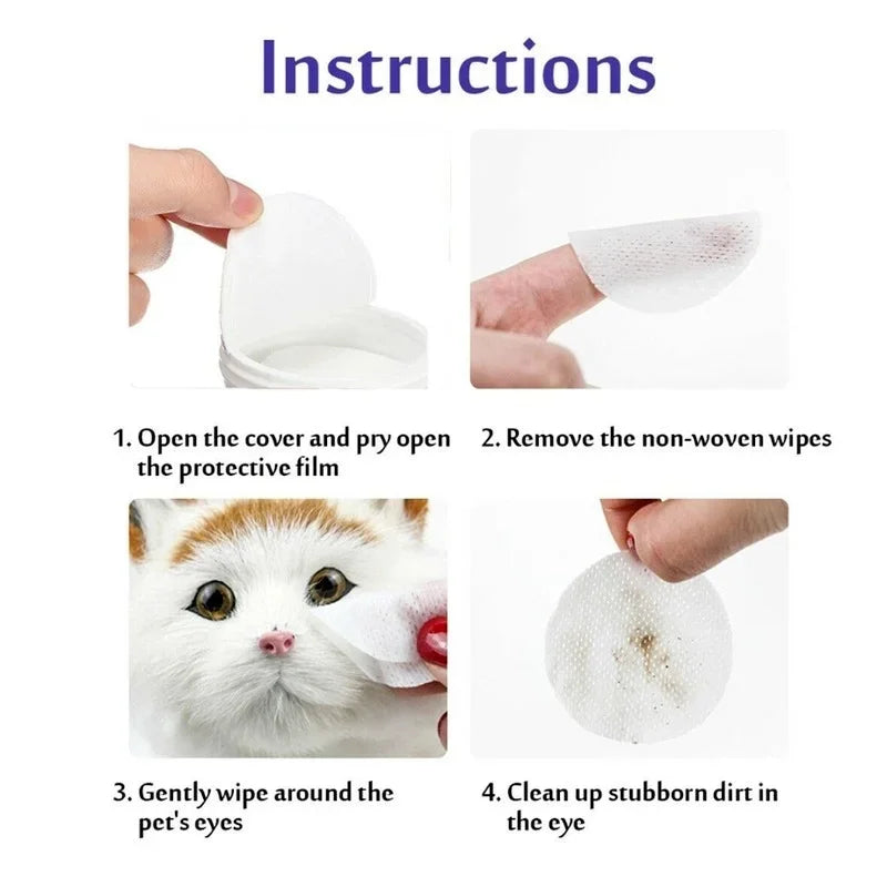 130Pcs Pet Eye Wipes – Tear Stain Remover for Dogs & Cats