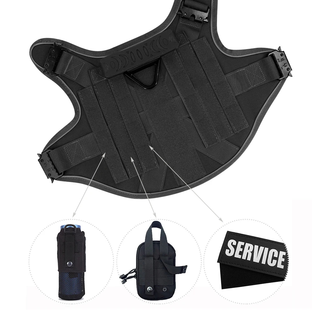 Reflective Tactical Dog Harness with Metal Buckles