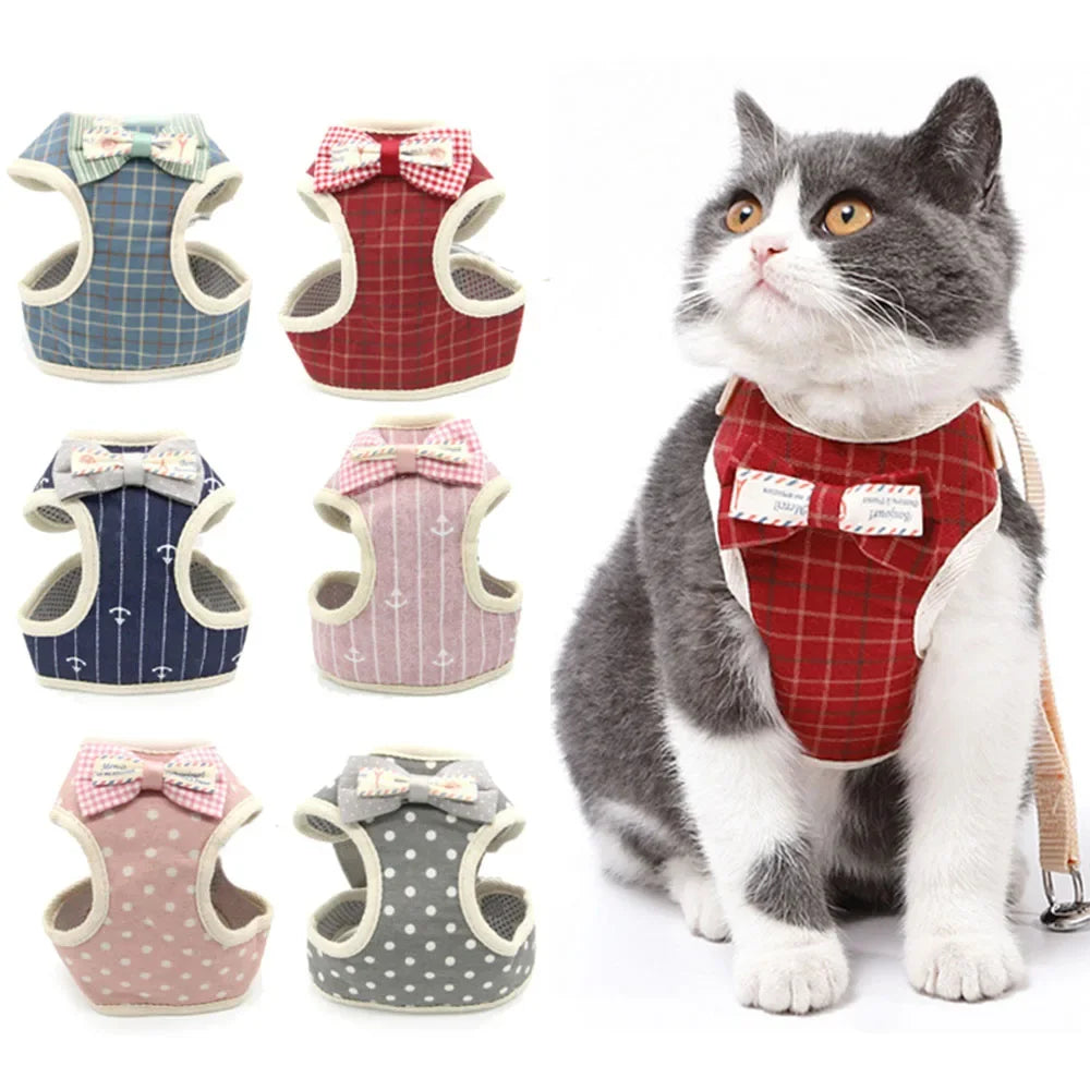 Cute Nylon Mesh Dog & Cat Harness Leash Set