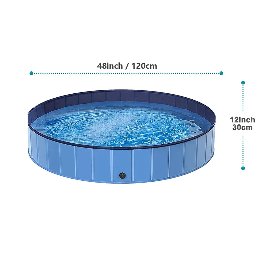 Portable Dog Swimming Pool with Cover – Scratch-Resistant Pet Bath Tub