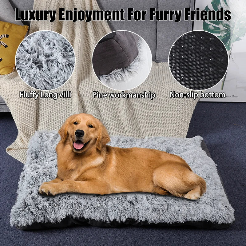 Luxury Fluffy Plush Pet Bed with Anti-Slip Bottom
