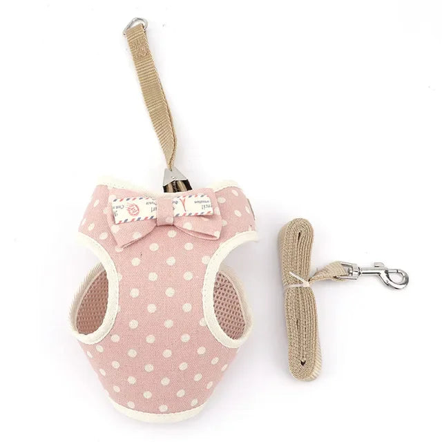 Cute Nylon Mesh Dog & Cat Harness Leash Set