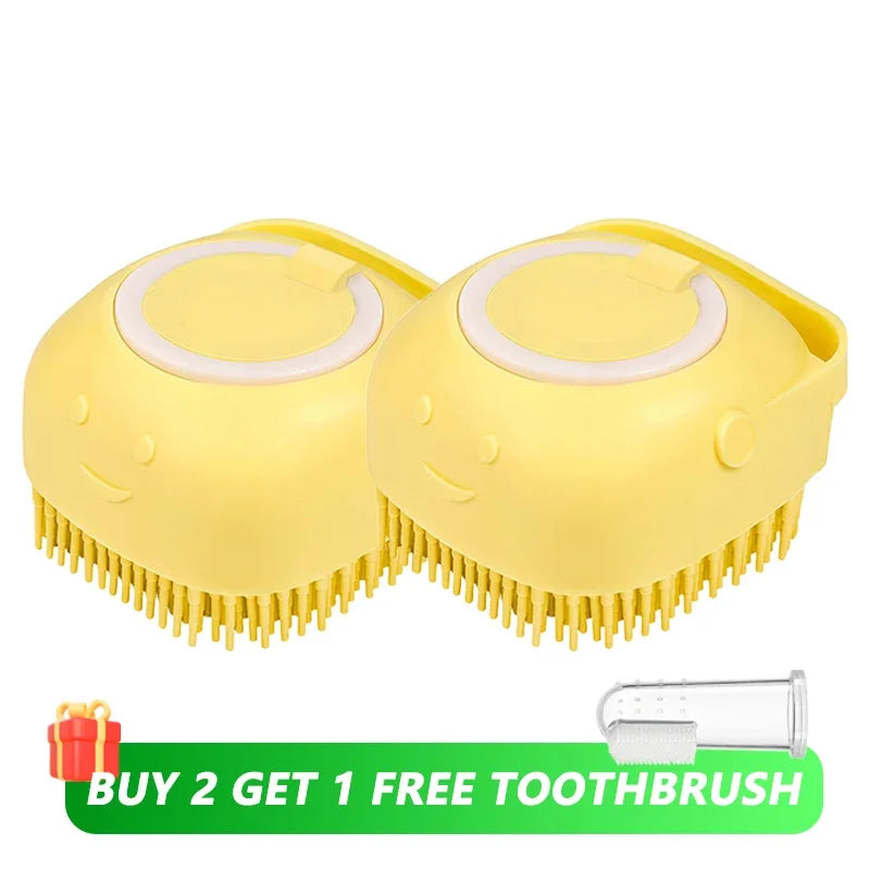 Dog Bathing & Massage Brush with Shampoo Dispenser