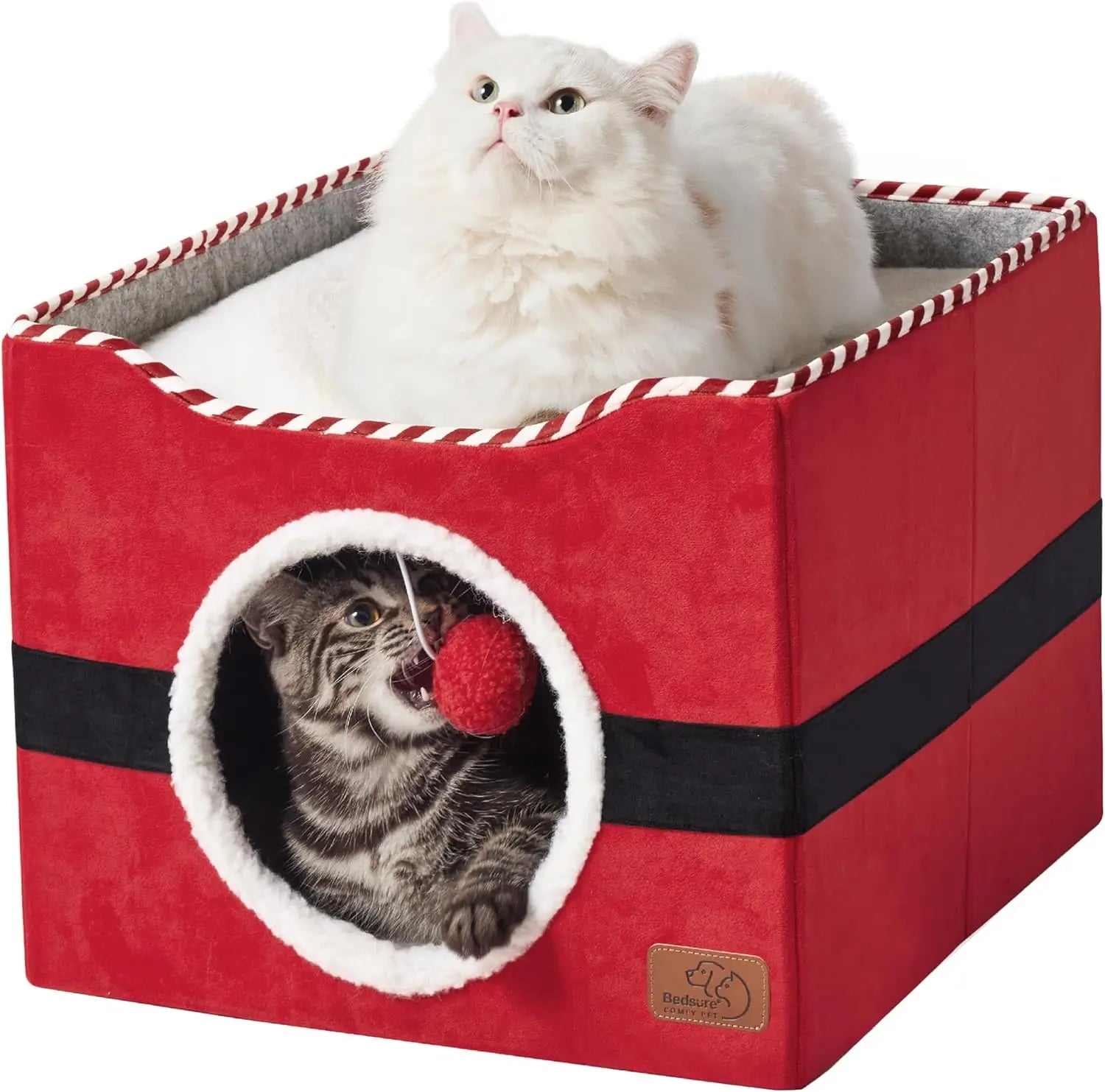 Wide Indoor Cat House with Scratch Pad