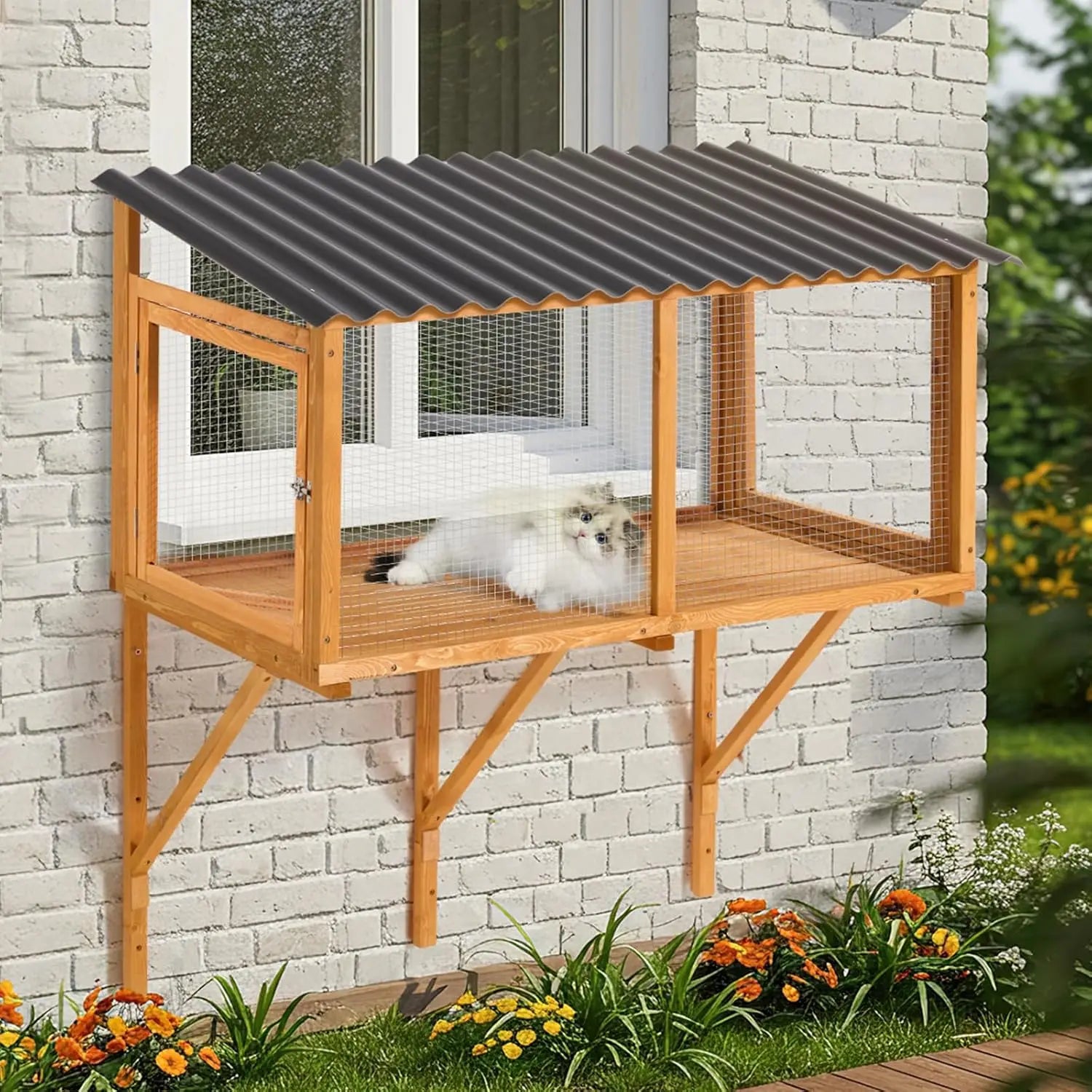 Wall-Mounted Cat Catio – Expandable Window Enclosure for Indoor Cats