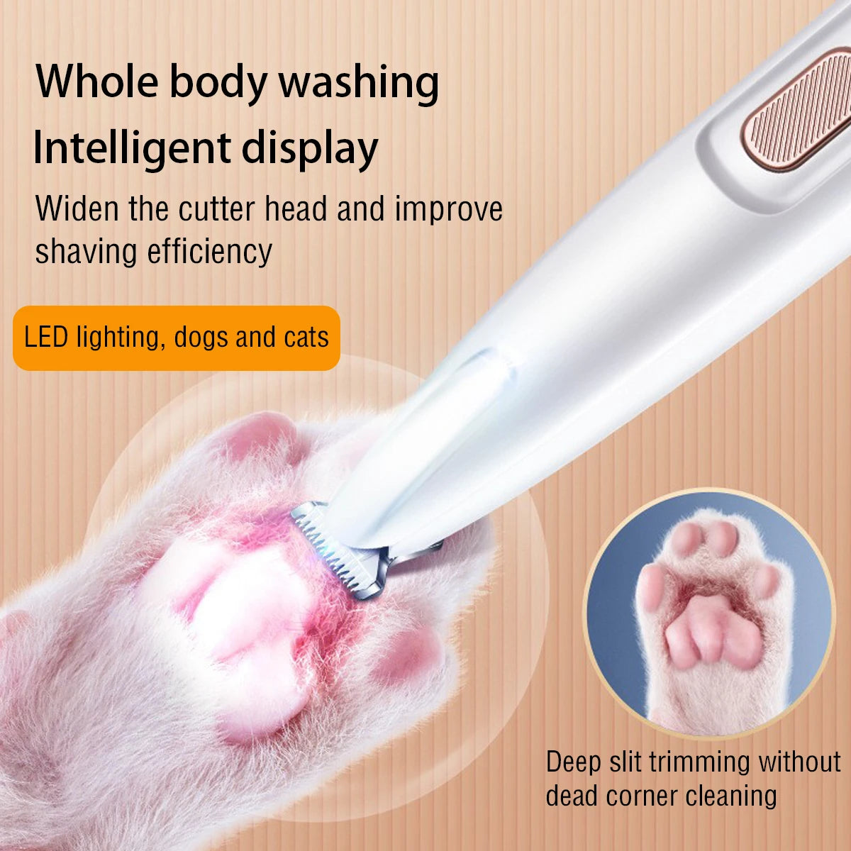 Waterproof Dog Paw Trimmer with LED Light