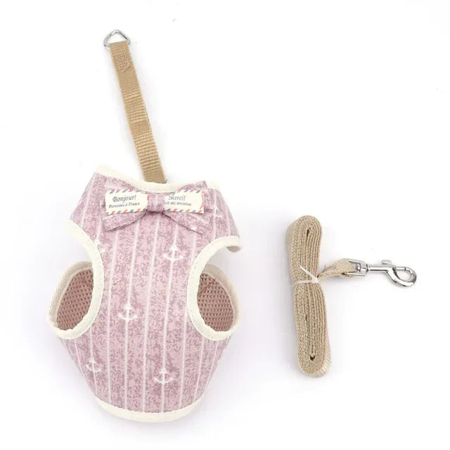 Cute Nylon Mesh Dog & Cat Harness Leash Set