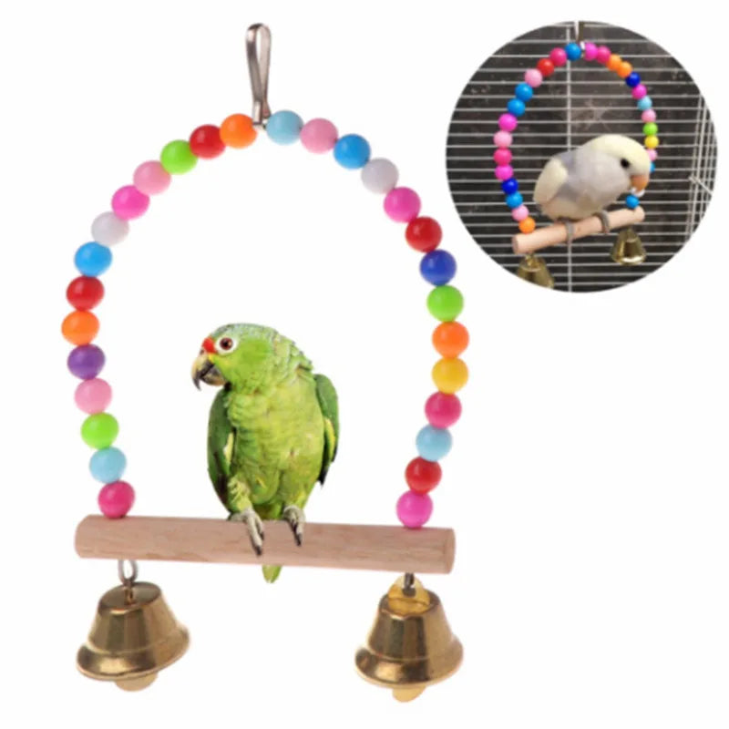 8pcs Parrot Bird Toy Set with Bells & Swings