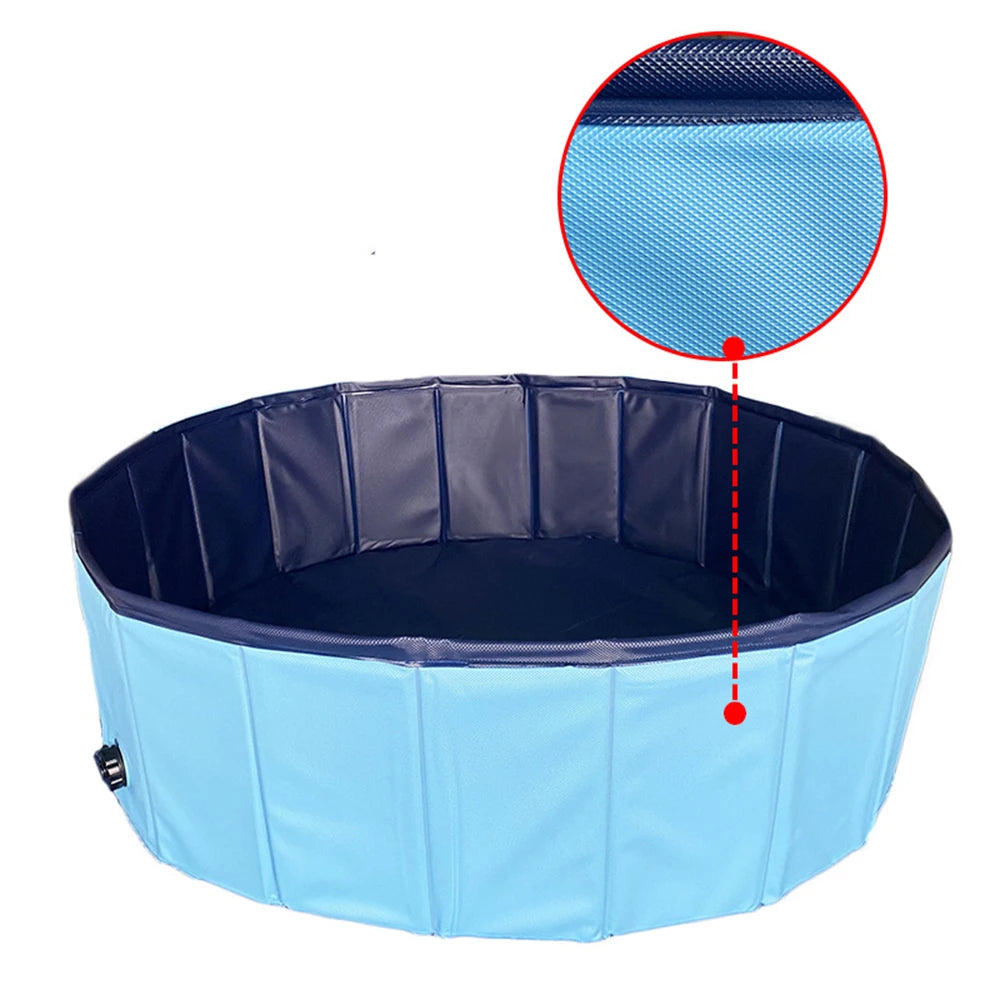 Portable Dog Swimming Pool with Cover – Scratch-Resistant Pet Bath Tub