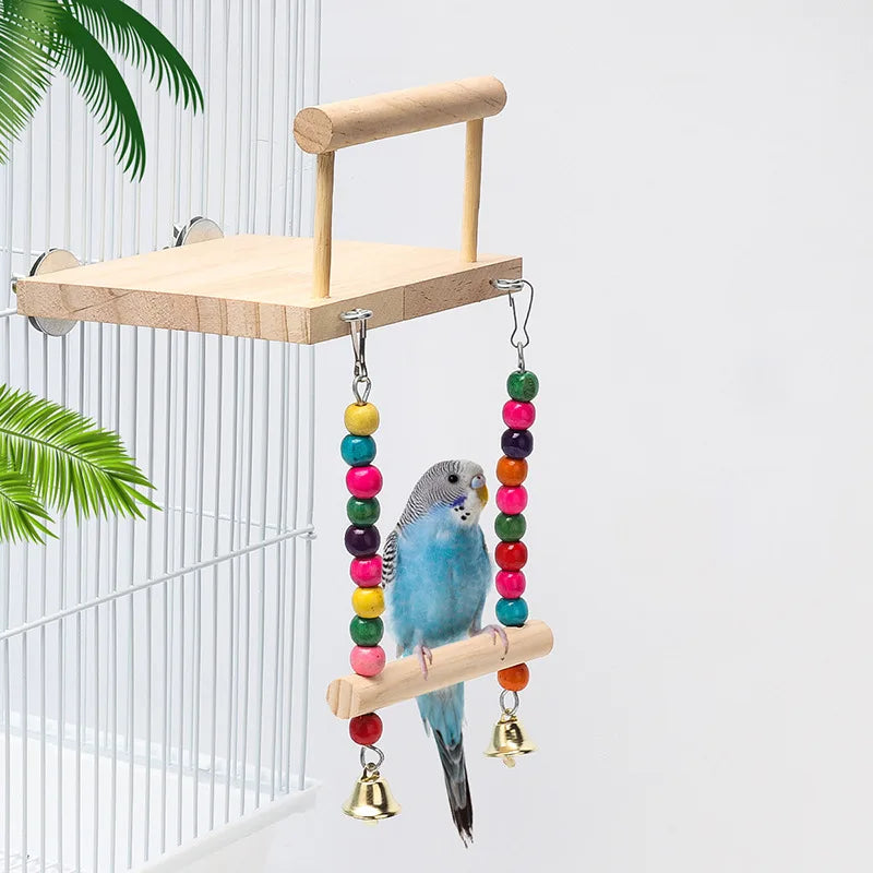 8pcs Parrot Bird Toy Set with Bells & Swings