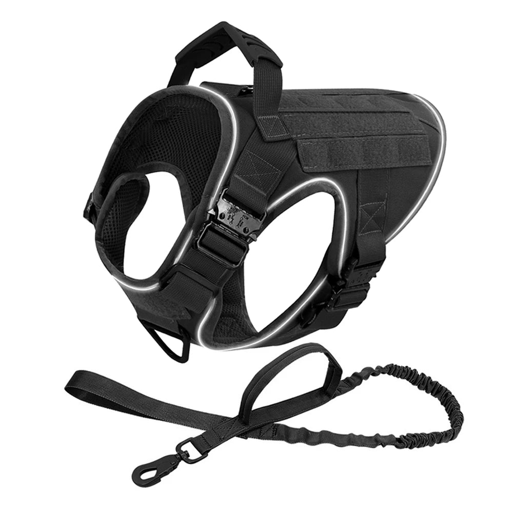 Reflective Tactical Dog Harness with Metal Buckles