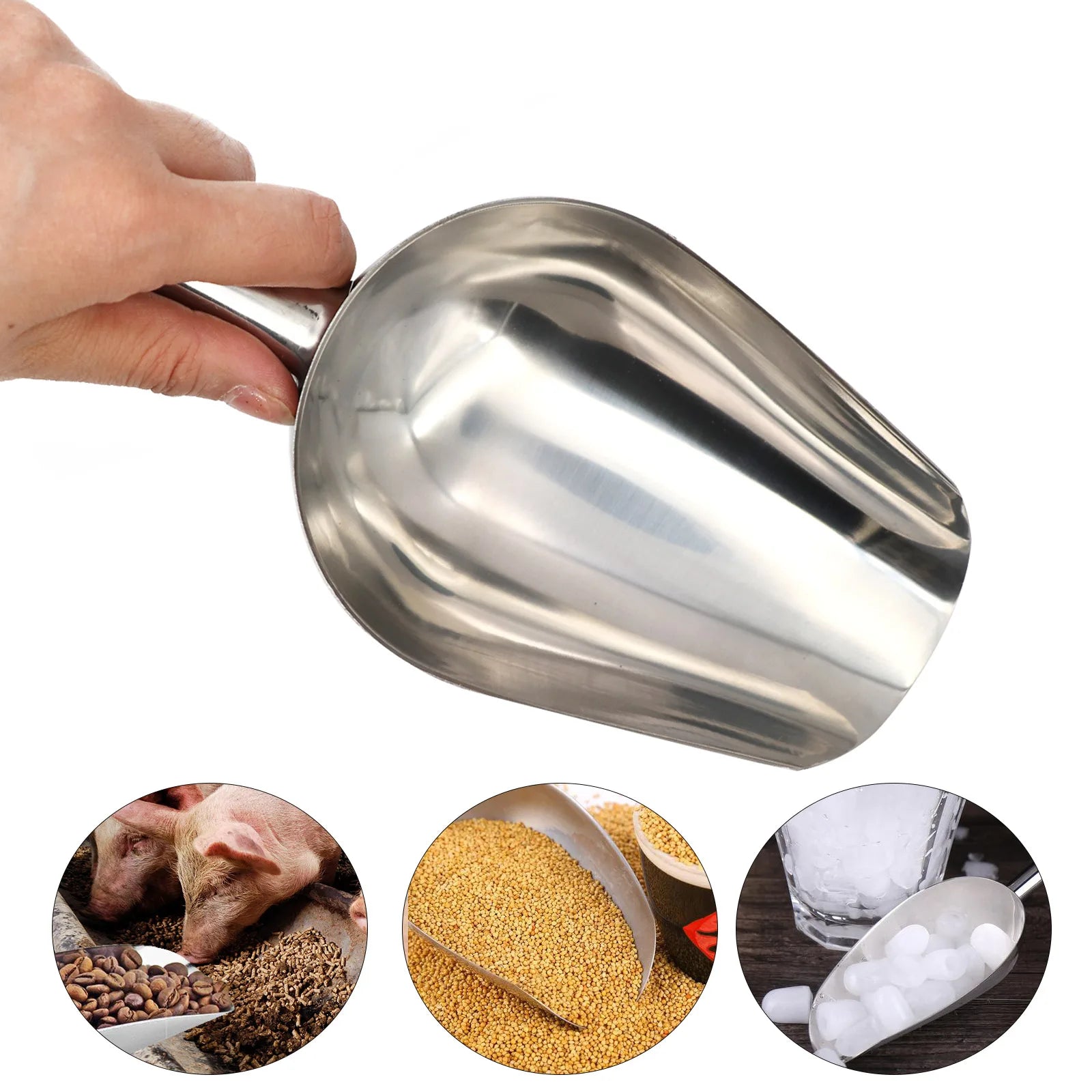 Stainless Steel Pet Food Shovel – Durable Scoop for Dogs & Cats