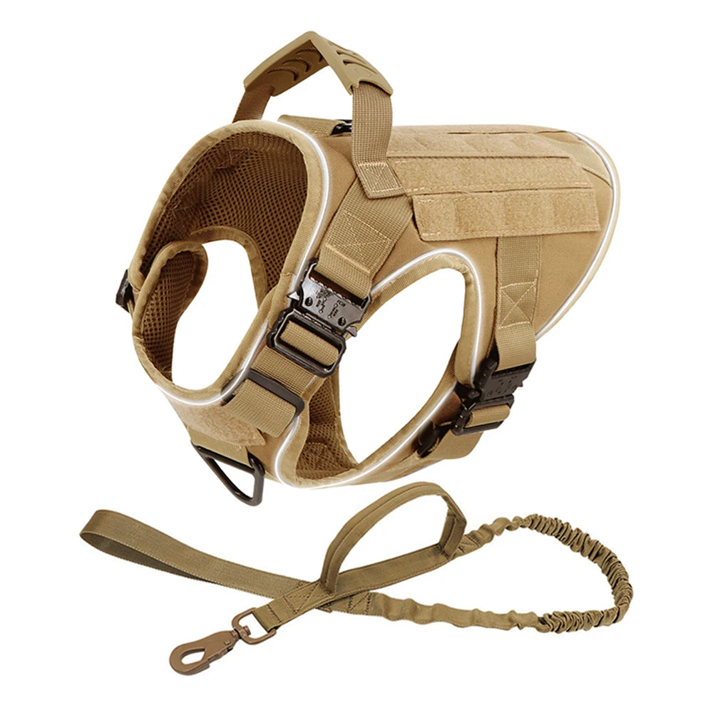 Reflective Tactical Dog Harness with Metal Buckles