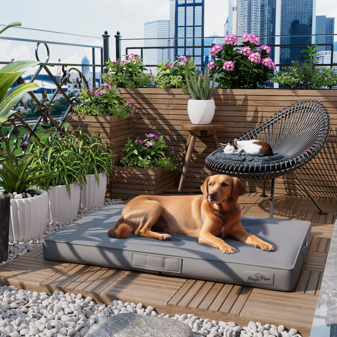 Foldable Bite-Proof Pet Bed with Microfiber Leather Cover