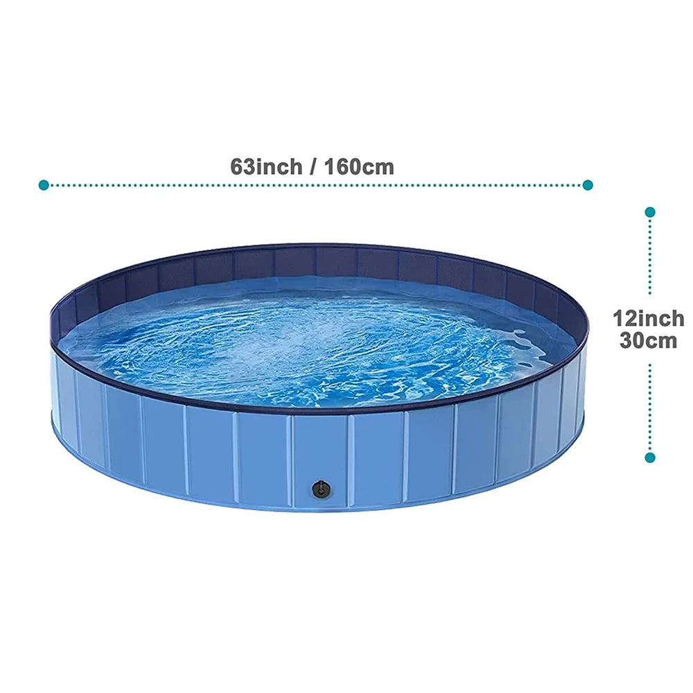 Portable Dog Swimming Pool with Cover – Scratch-Resistant Pet Bath Tub