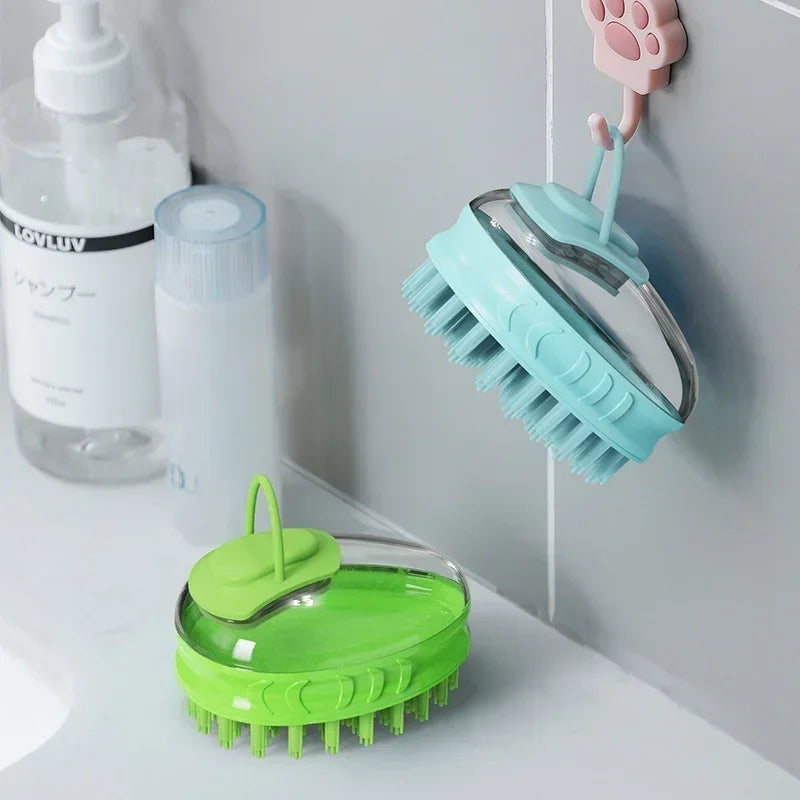 Dog Silicone Bath & Massage Brush with Soap Dispenser