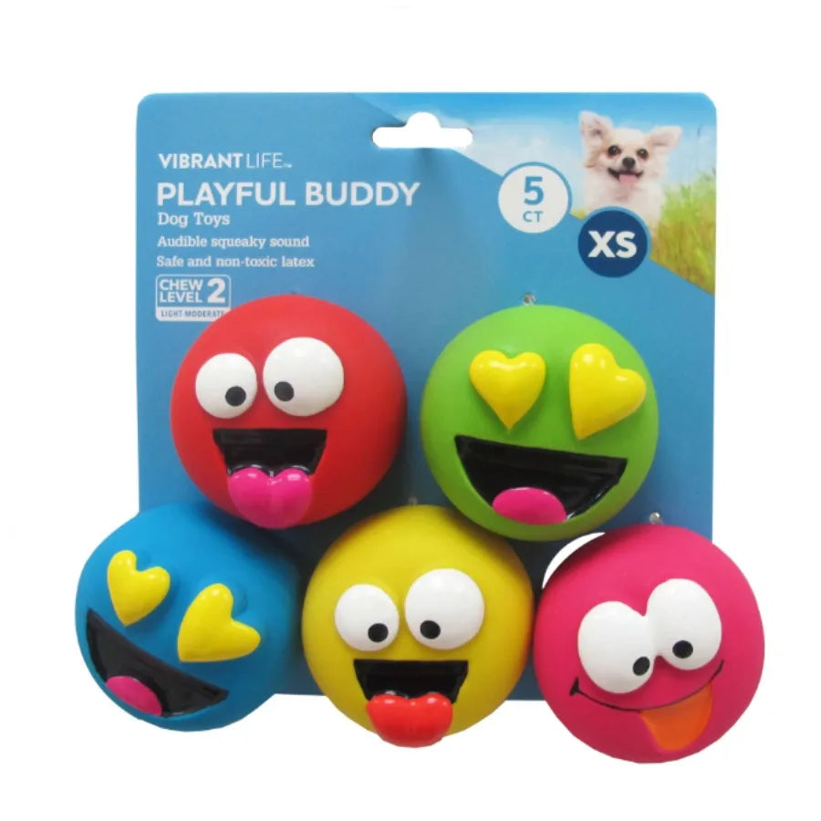 Vibrant Life 5-Pack Emoticon Latex Dog Toys