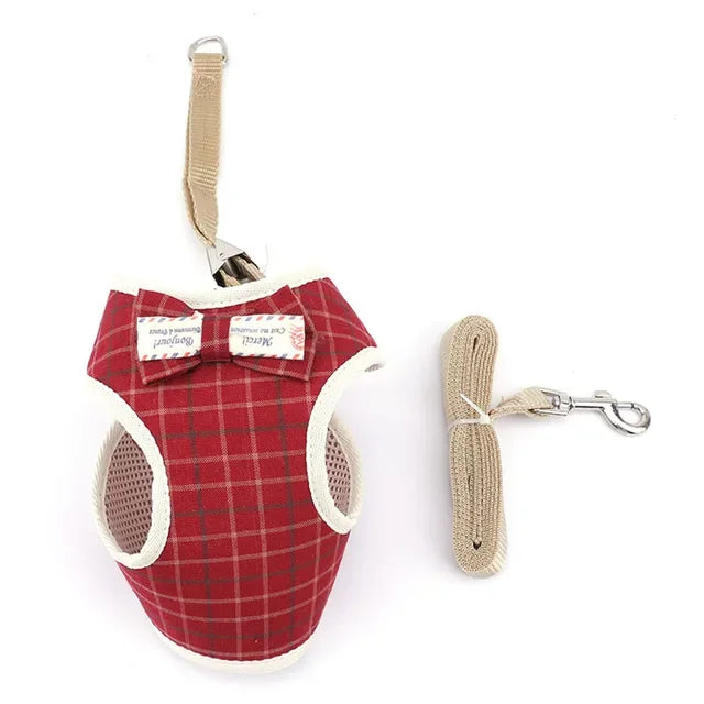 Cute Nylon Mesh Dog & Cat Harness Leash Set