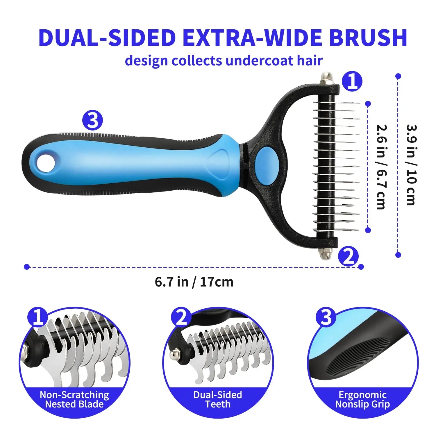 Professional Pet Deshedding & Knot Cutter Brush