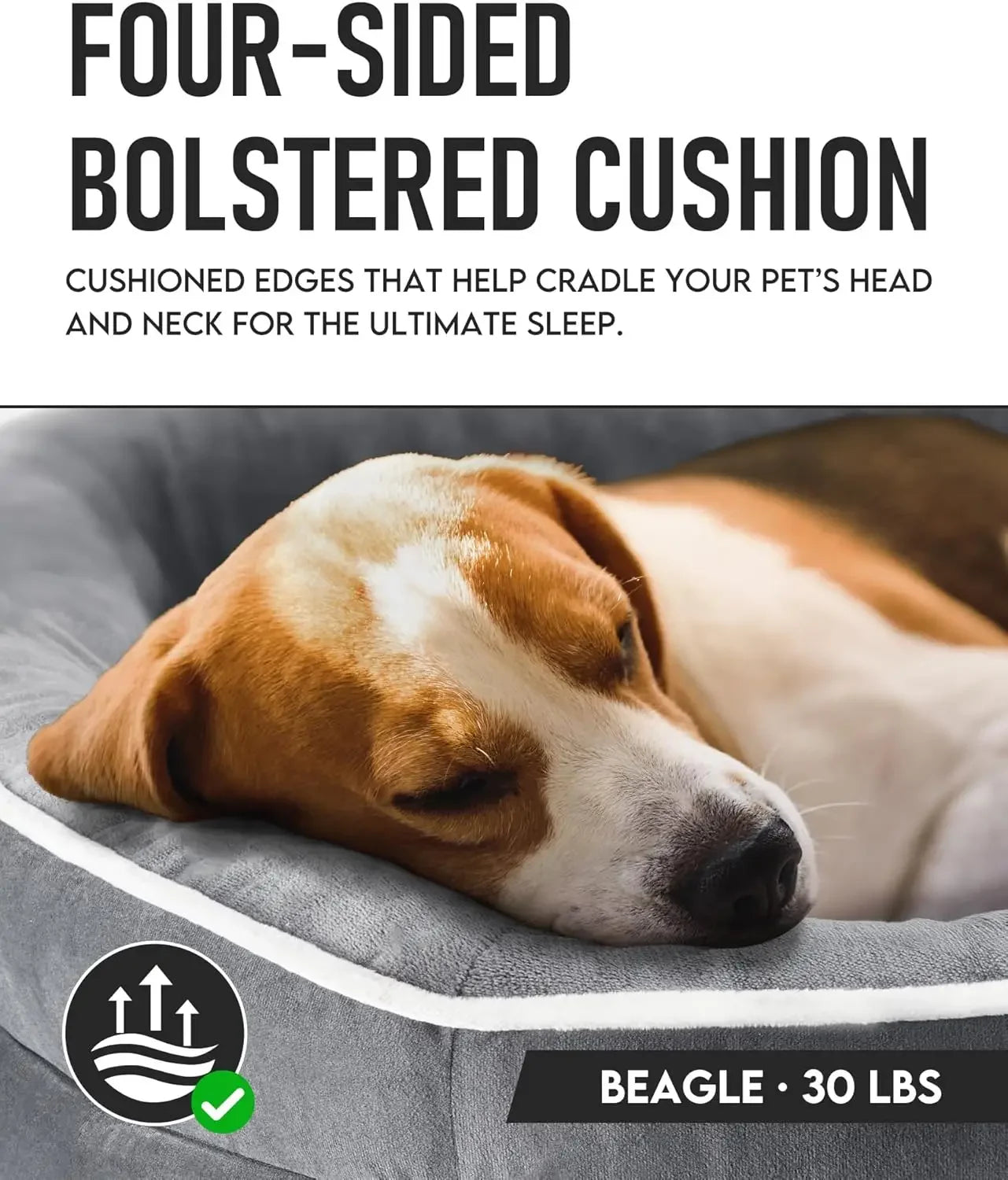 Orthopedic Dog Bed with Bolsters for Large Pets