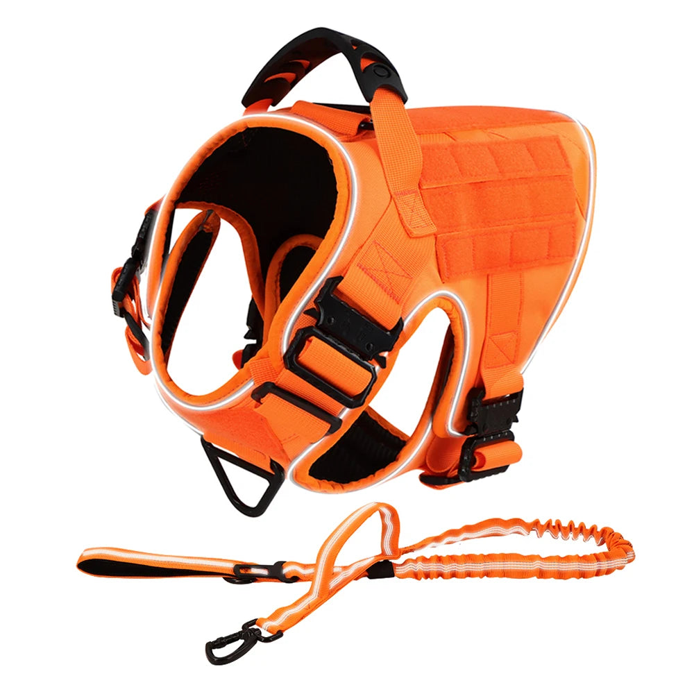 Reflective Tactical Dog Harness with Metal Buckles