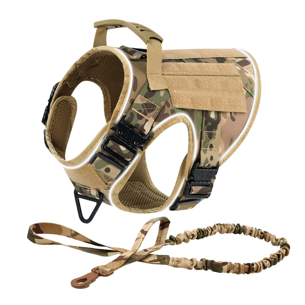 Reflective Tactical Dog Harness with Metal Buckles