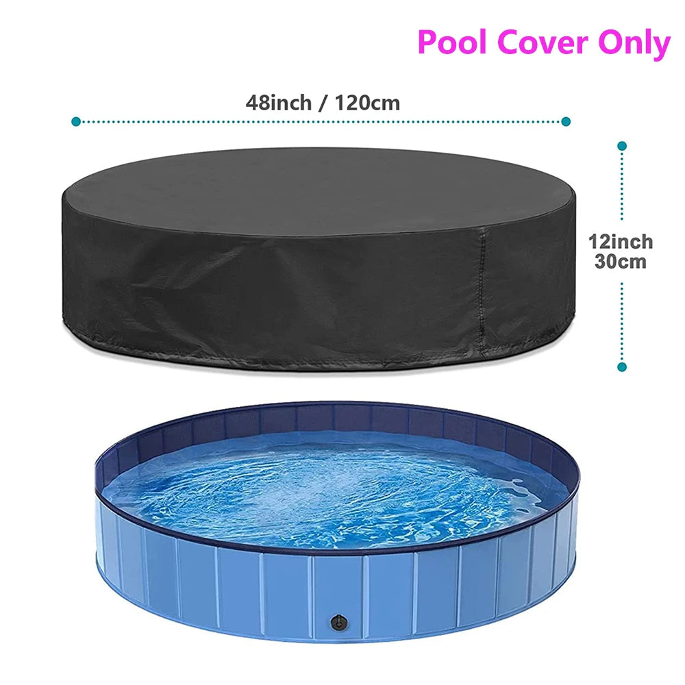 Portable Dog Swimming Pool with Cover – Scratch-Resistant Pet Bath Tub