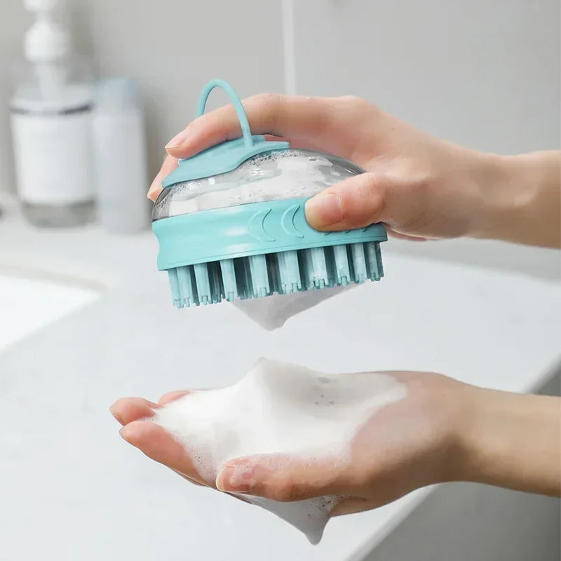 Dog Silicone Bath & Massage Brush with Soap Dispenser