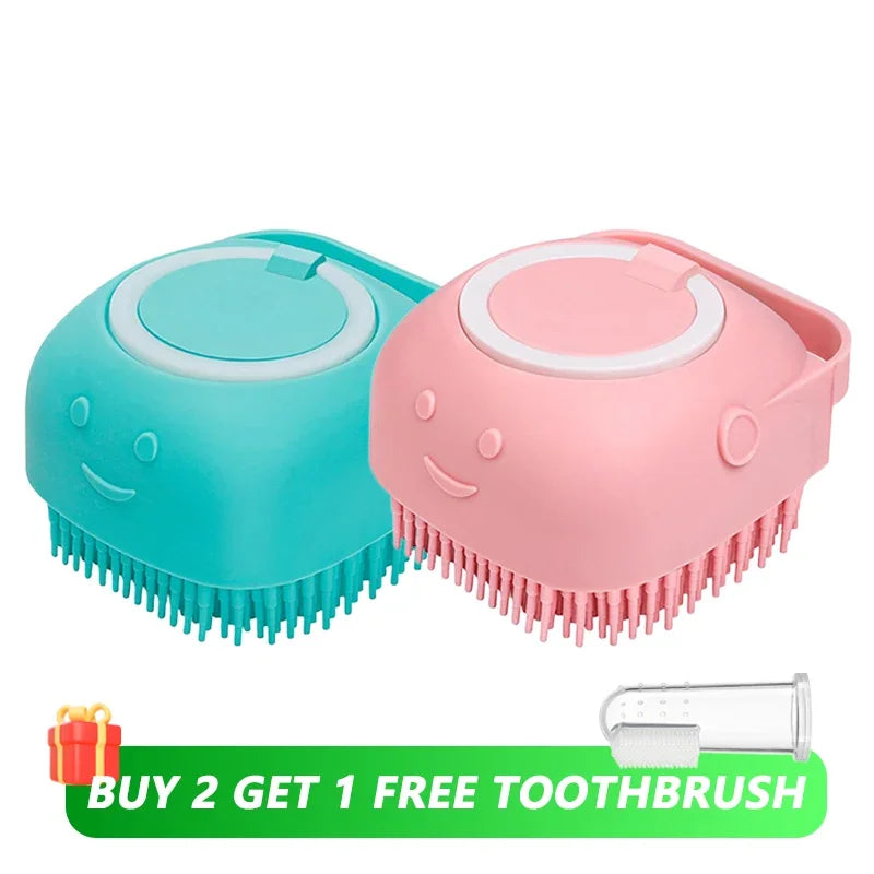Dog Bathing & Massage Brush with Shampoo Dispenser