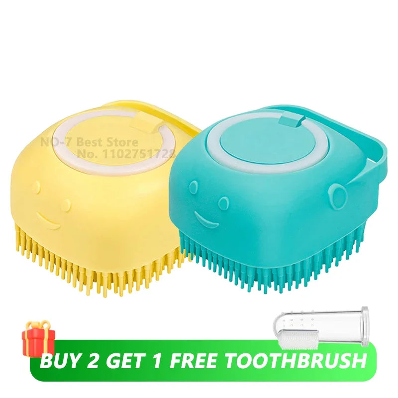Dog Bathing & Massage Brush with Shampoo Dispenser