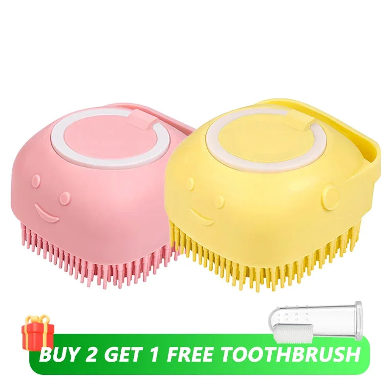 Dog Bathing & Massage Brush with Shampoo Dispenser