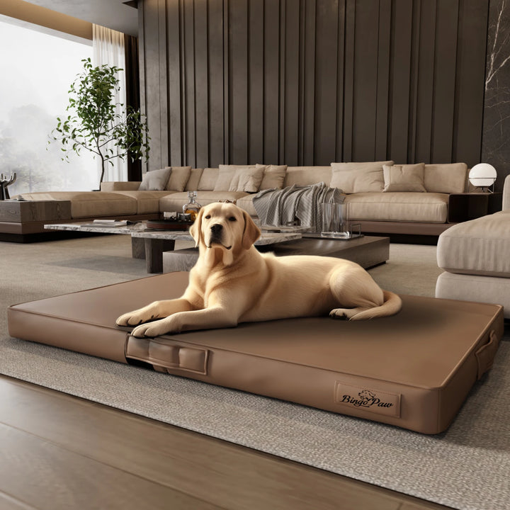 Foldable Bite-Proof Pet Bed with Microfiber Leather Cover
