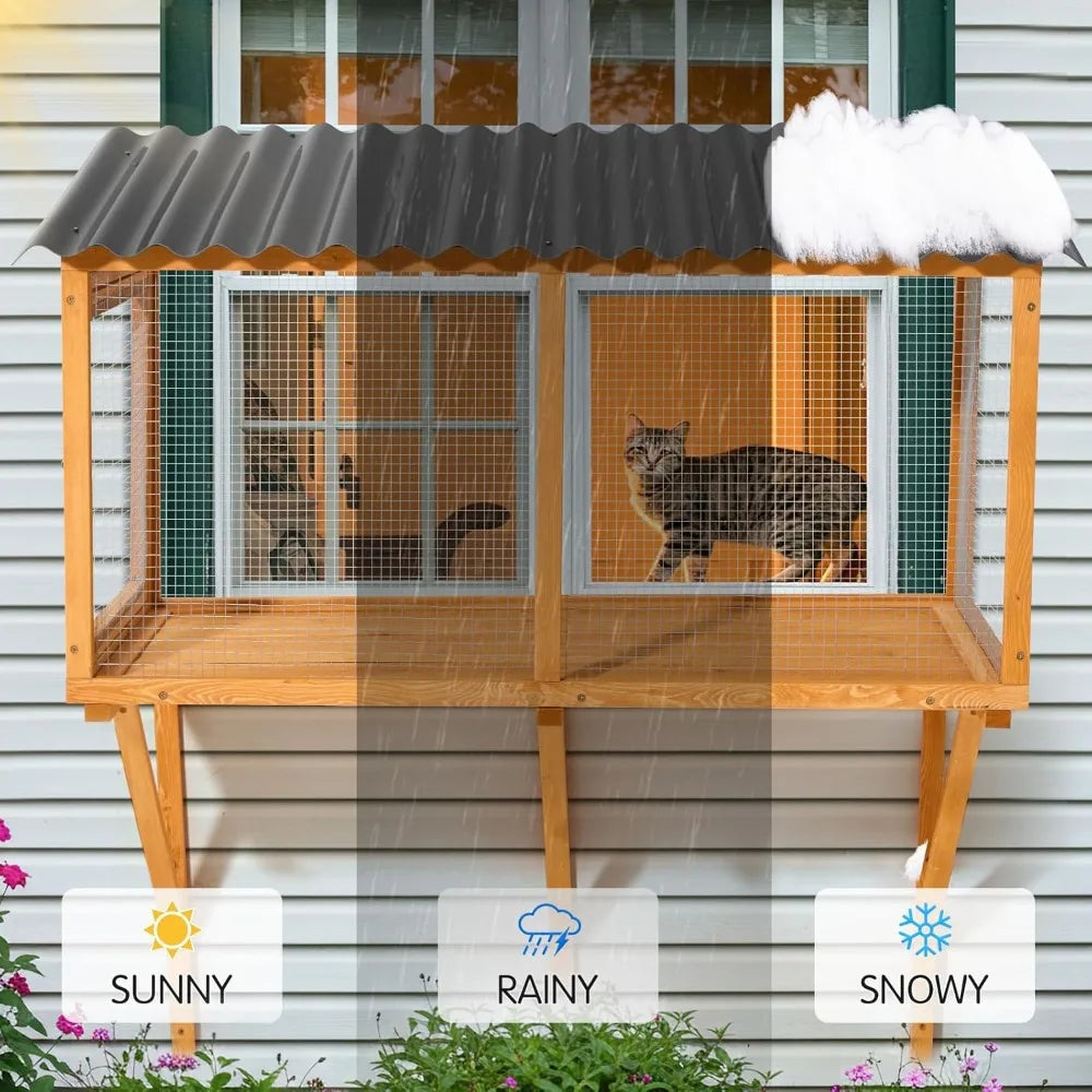 Wall-Mounted Cat Catio – Expandable Window Enclosure for Indoor Cats