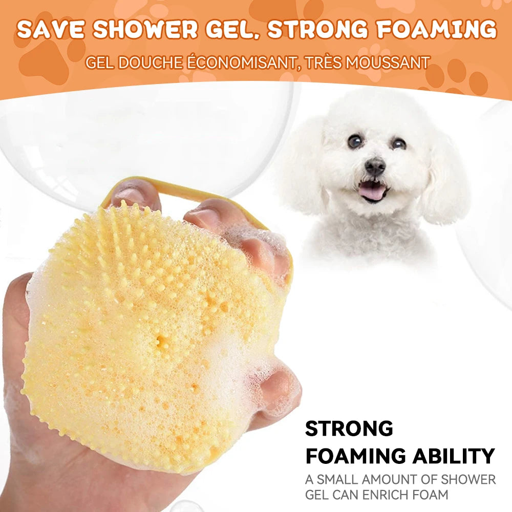 Dog Bathing & Massage Brush with Shampoo Dispenser