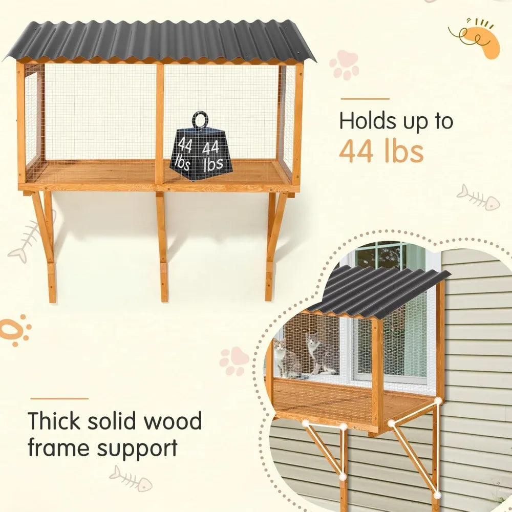 Wall-Mounted Cat Catio – Expandable Window Enclosure for Indoor Cats