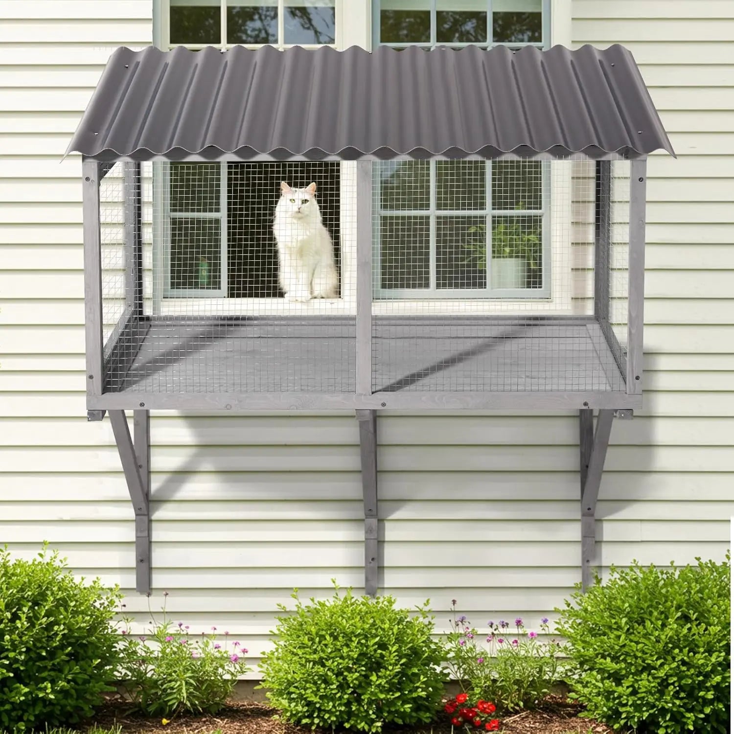 Wall-Mounted Cat Catio – Expandable Window Enclosure for Indoor Cats