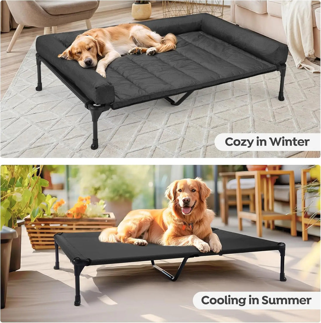 Veehoo Cooling Elevated Dog Bed with Pillow-Top Mat